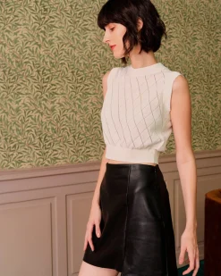 The Side Slit PU Leather A-line Mini Skirt
