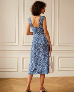 The Single-breasted Floral Midi Dress