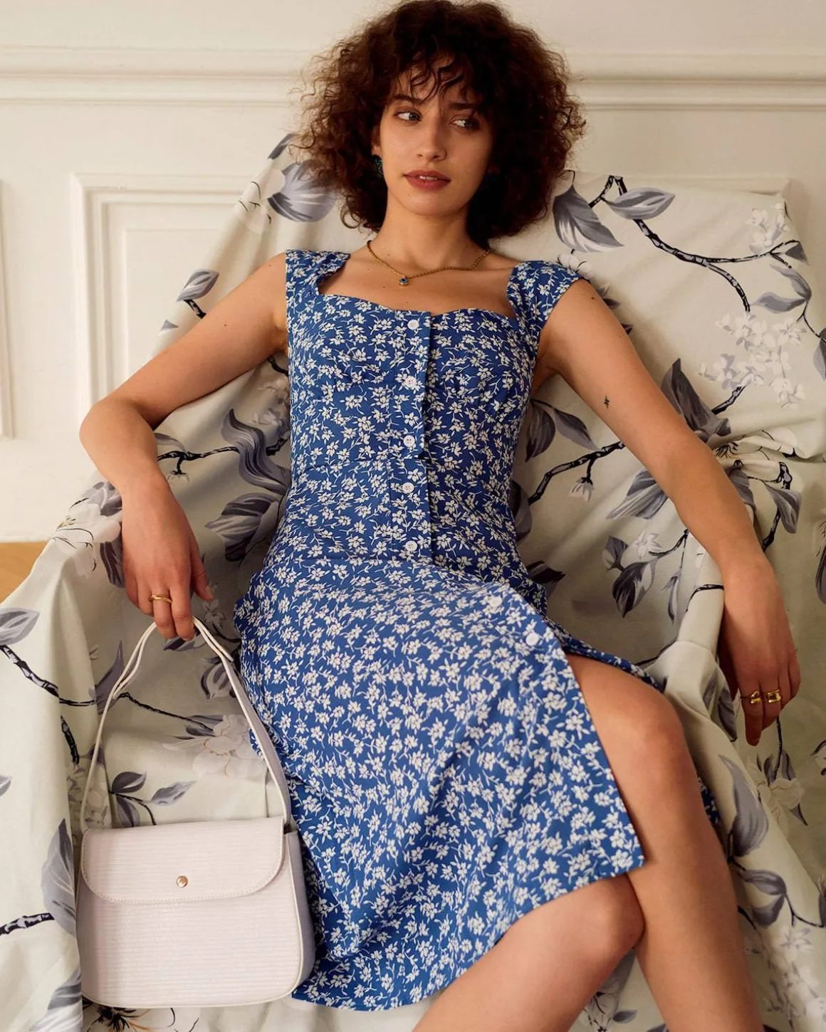 The Single-breasted Floral Midi Dress