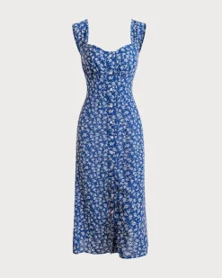 The Single-breasted Floral Midi Dress