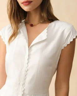 The Solid Color Lapel Midi Dress