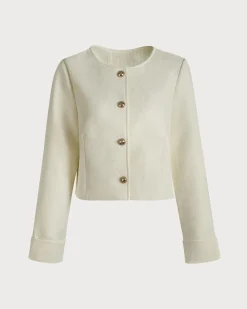 The Solid Cropped Tweed Jacket