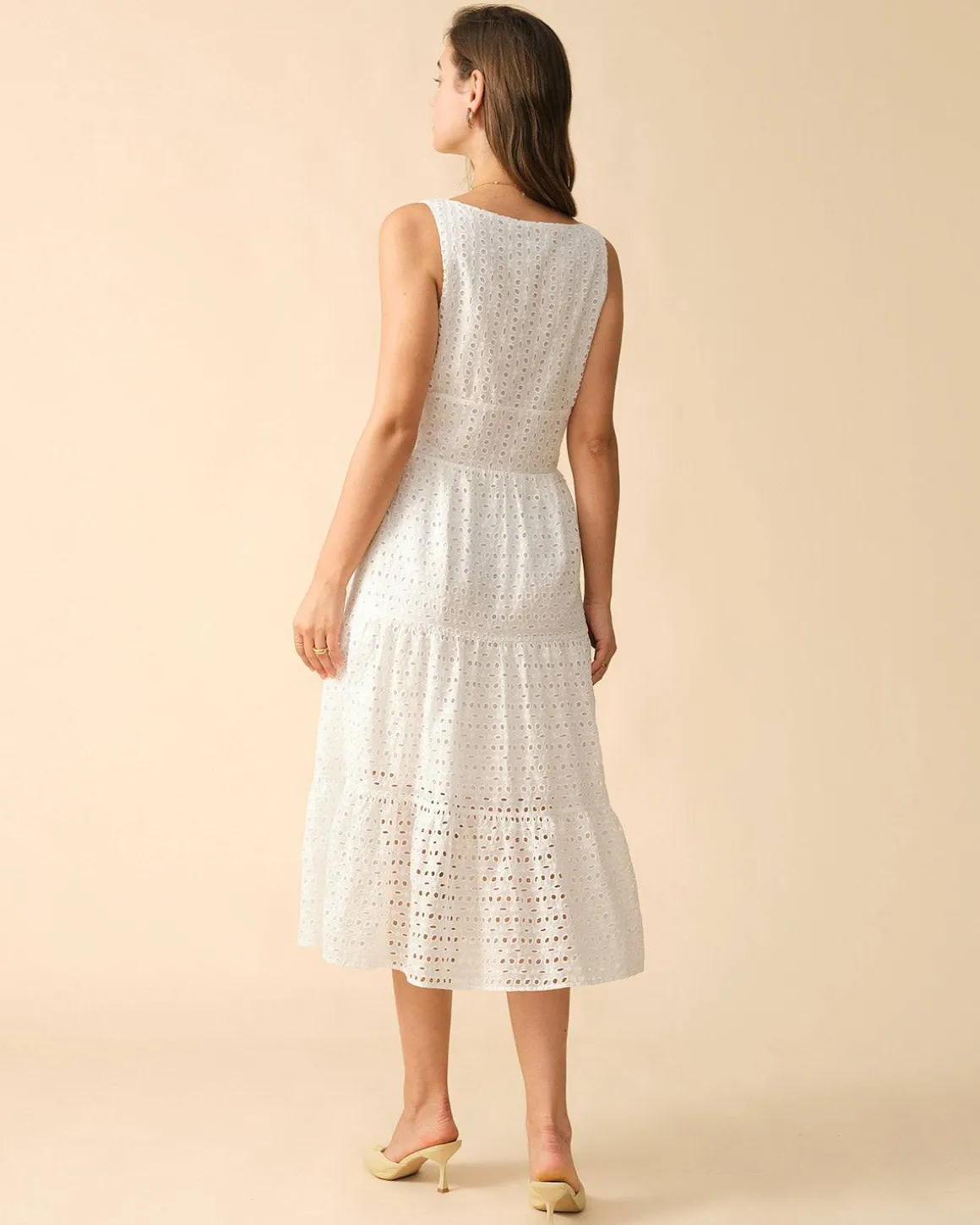 The Square Neck Tiered Hem Midi Dress