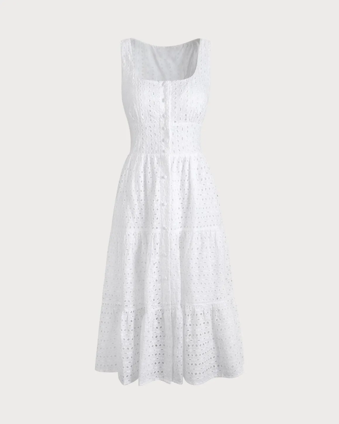 The Square Neck Tiered Hem Midi Dress