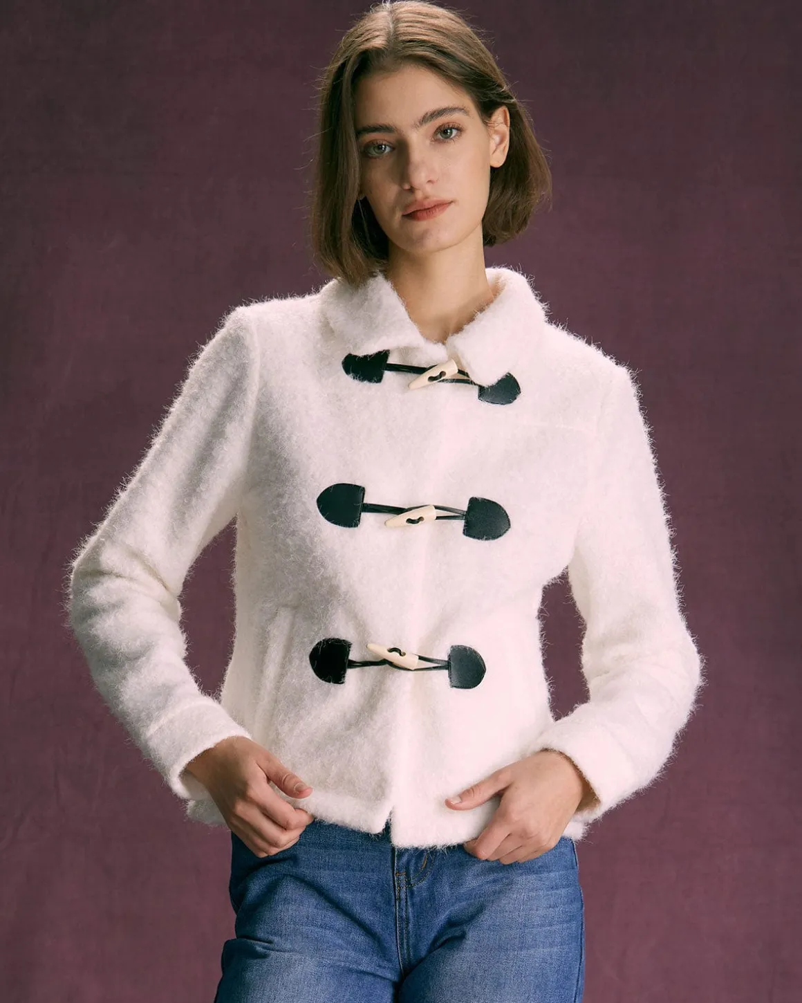 The White Horn Button Long Sleeve Jacket
