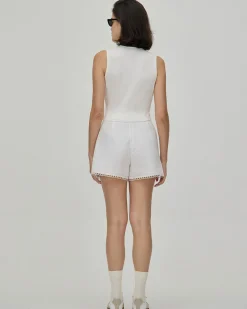 The White Lace Trim High-Waisted Shorts