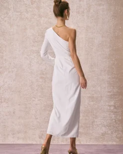 The White One Shoulder Slit Maxi Dress
