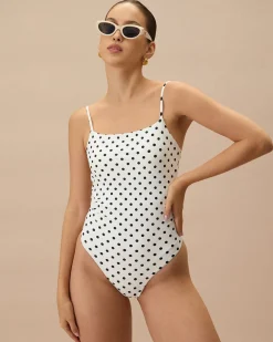 The White Polka Dot Backless One-Piece Swimsuit