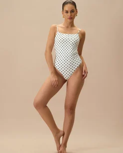 The White Polka Dot Backless One-Piece Swimsuit