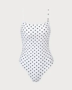 The White Polka Dot Backless One-Piece Swimsuit