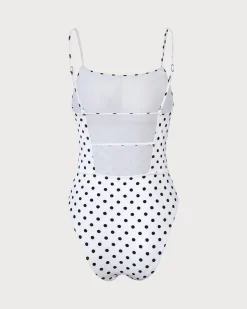 The White Polka Dot Backless One-Piece Swimsuit