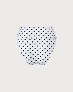 The White Polka Dot High Waist Bikini Bottom