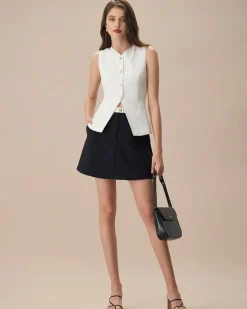 The White Single-breasted Cotton Vest