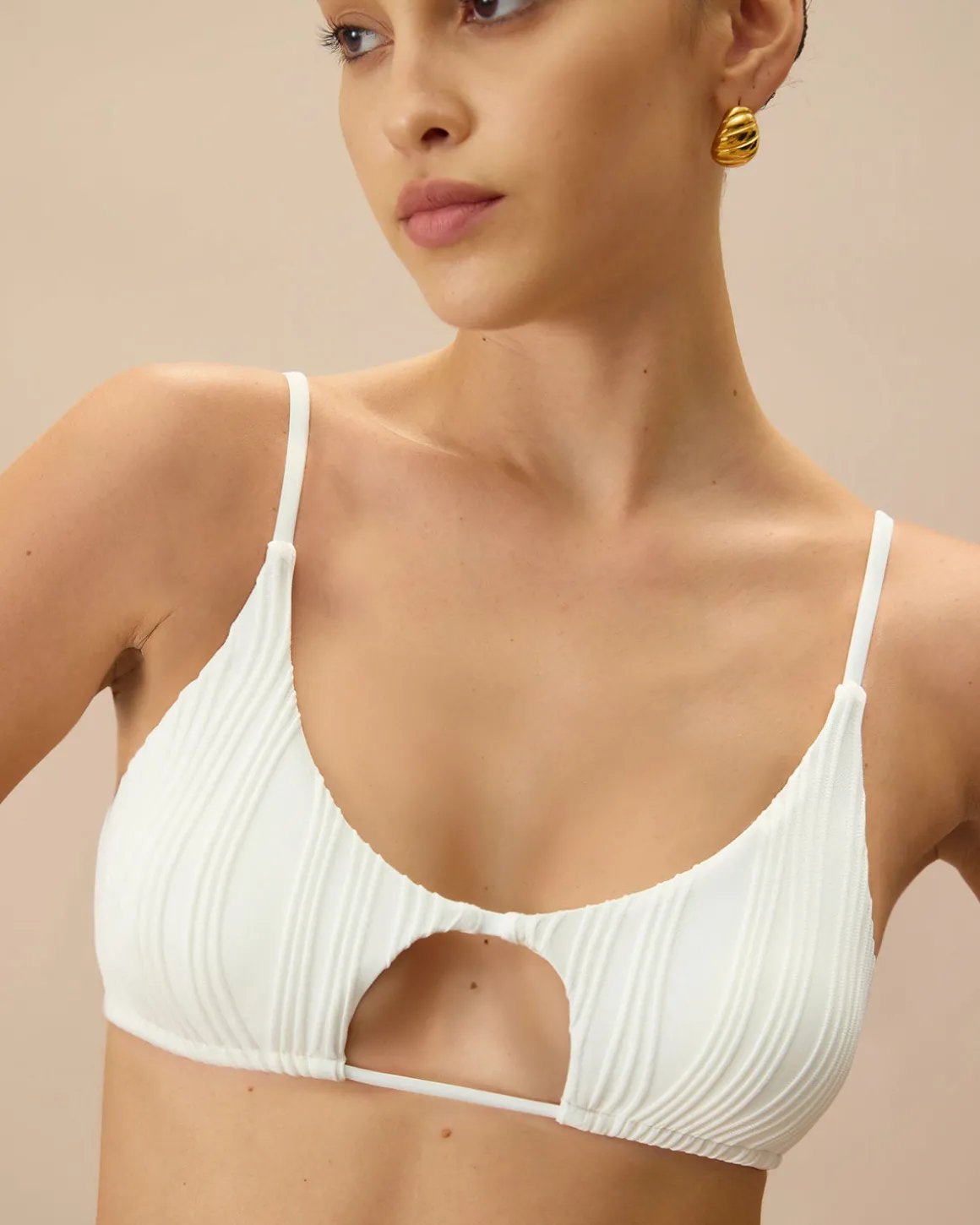 The White Water Ripple Cut-Out Bikini Top