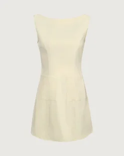 The Yellow Boat Neck Cutout Mini Dress