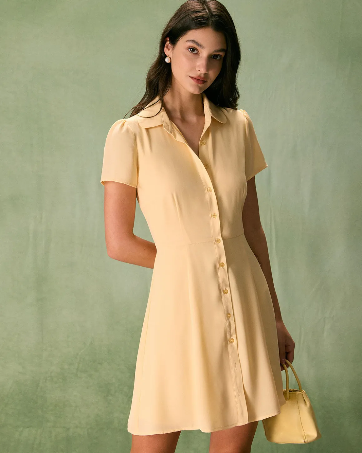 The Yellow Button Down Shirt Mini Dress
