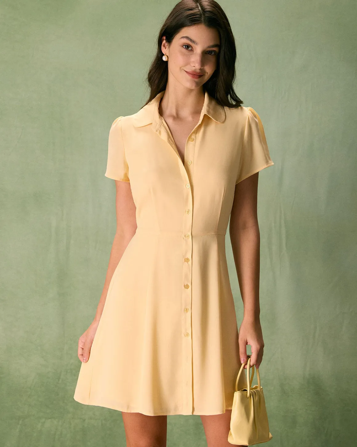 The Yellow Button Down Shirt Mini Dress