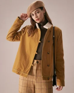 The Yellow Stand Collar Button Teddy Jacket