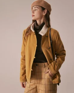 The Yellow Stand Collar Button Teddy Jacket
