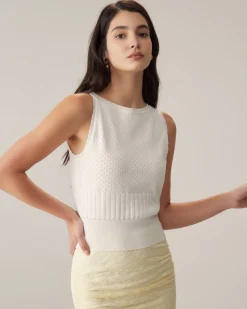 White Boat Neck Slim Tank