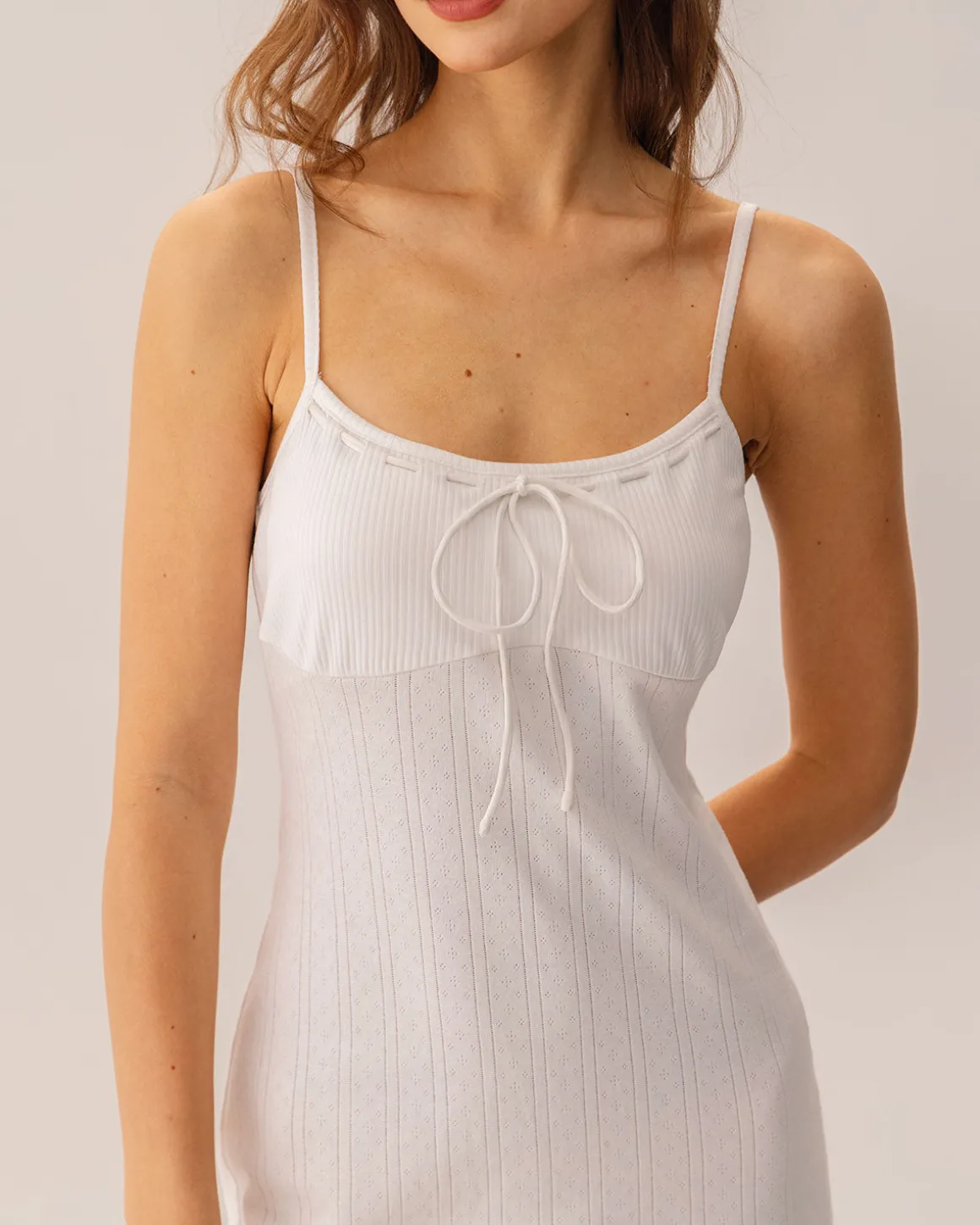White Bodycon Slit Slip Midi Dress