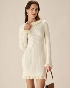 White Bodycon Sweater Mini Dress