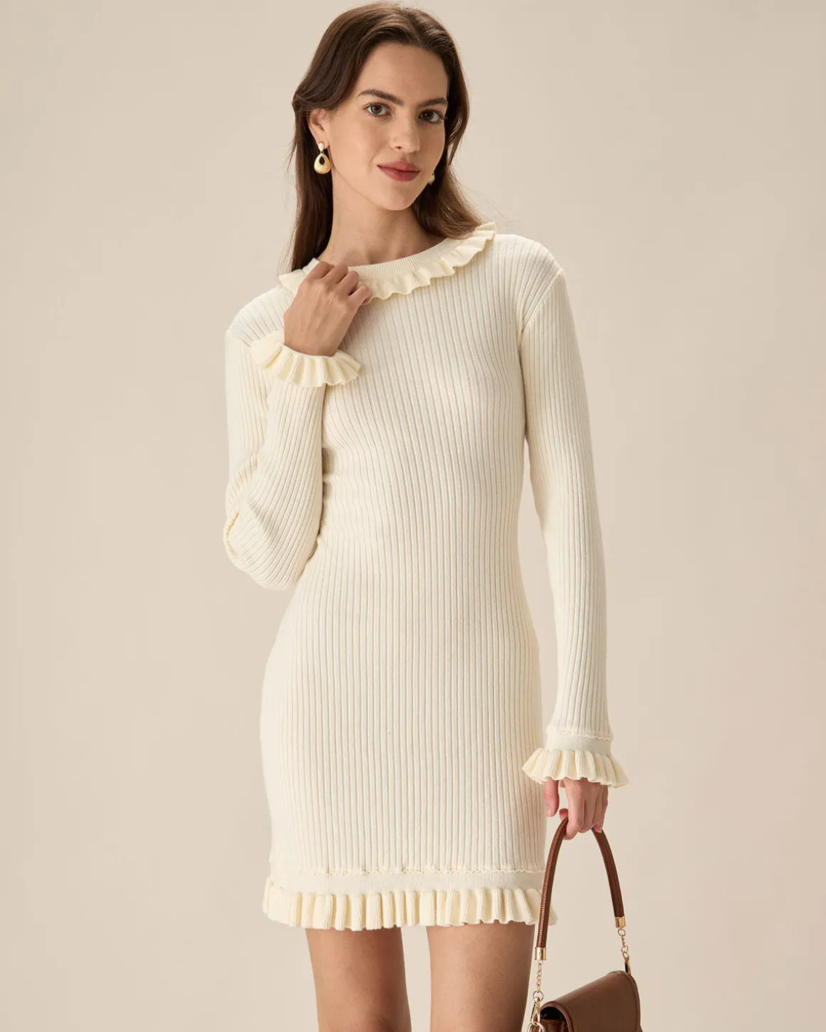 White Bodycon Sweater Mini Dress