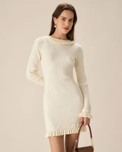 White Bodycon Sweater Mini Dress