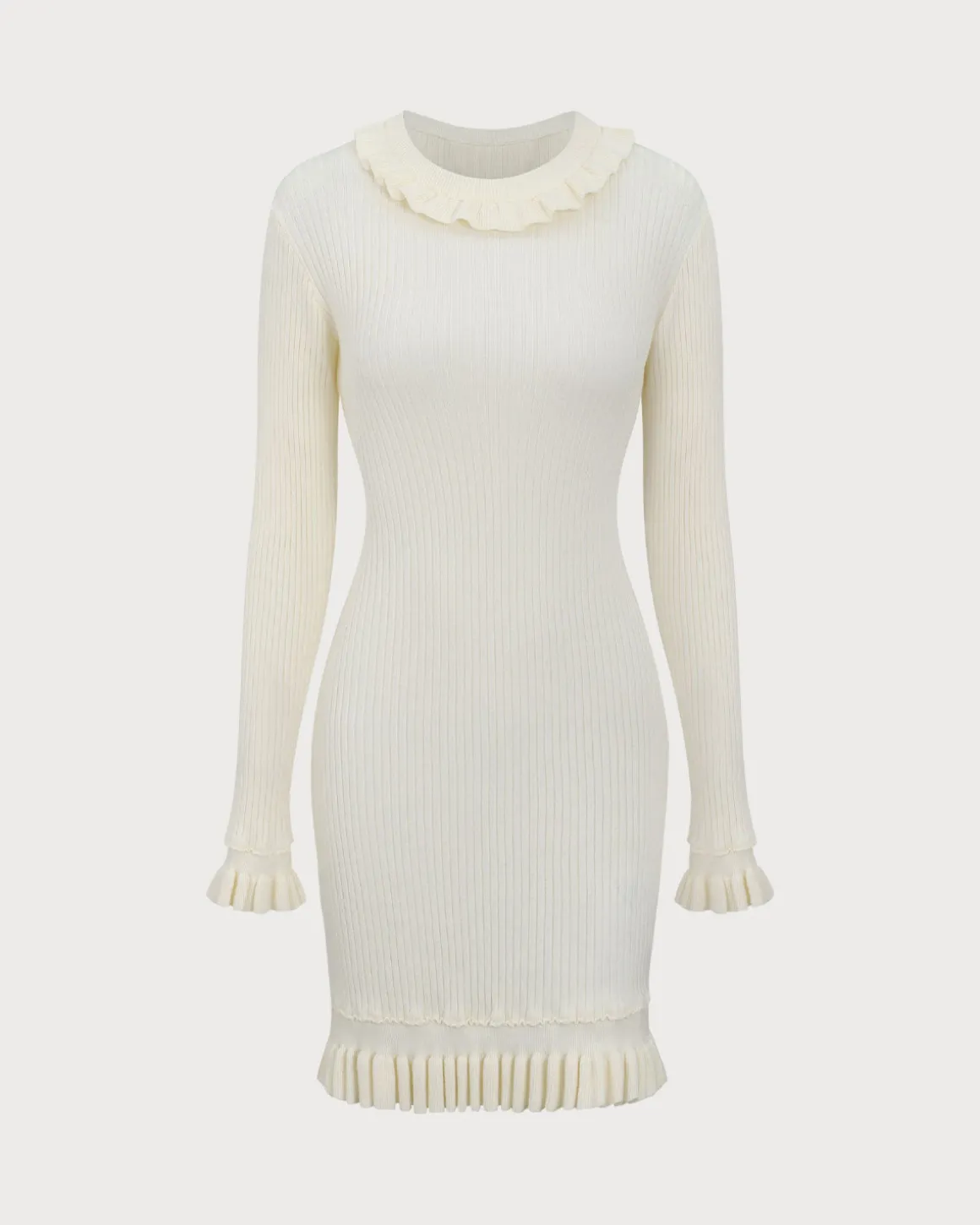 White Bodycon Sweater Mini Dress