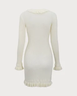 White Bodycon Sweater Mini Dress
