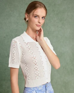 White Chelsea Single Breasted Knit Cardigan