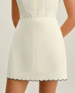 White Contrast A-Line Mini Skirt