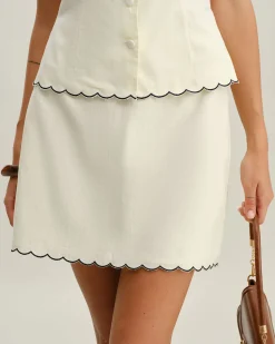 White Contrast A-Line Mini Skirt