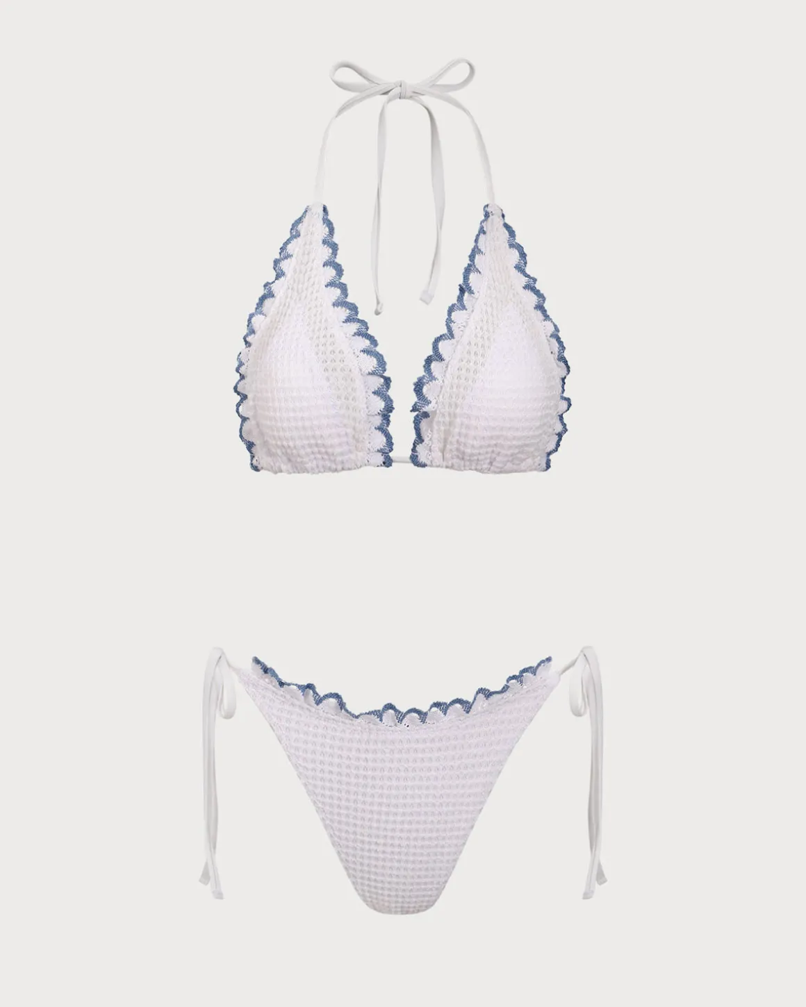 White Contrast Lace Bikini Set
