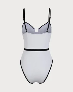 White Contrast One-Piece Swimsuit