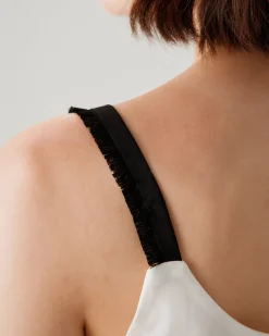 White Contrast Square Neck Tank Top