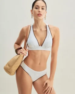 White Contrast X Cross Triangle Bikini Set