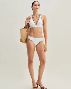 White Contrast X Cross Triangle Bikini Set