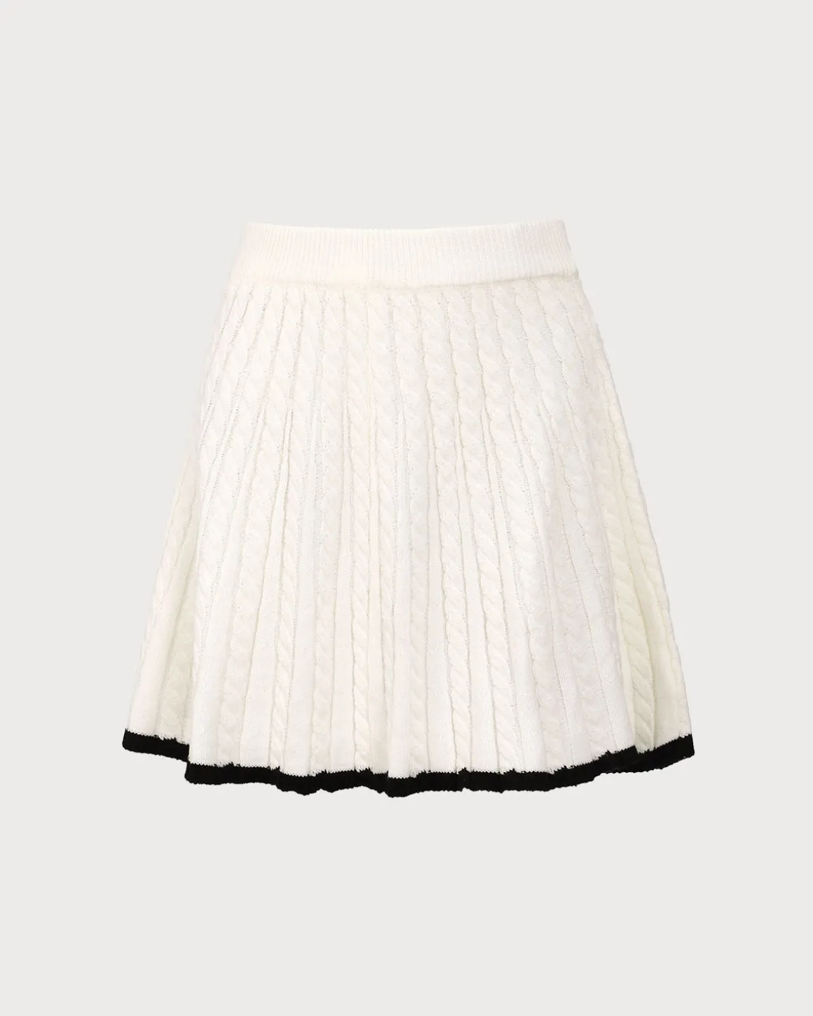 White Contrasting Knitted Mini Skirt