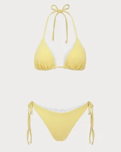 White Contrasting Lace Bikini Set