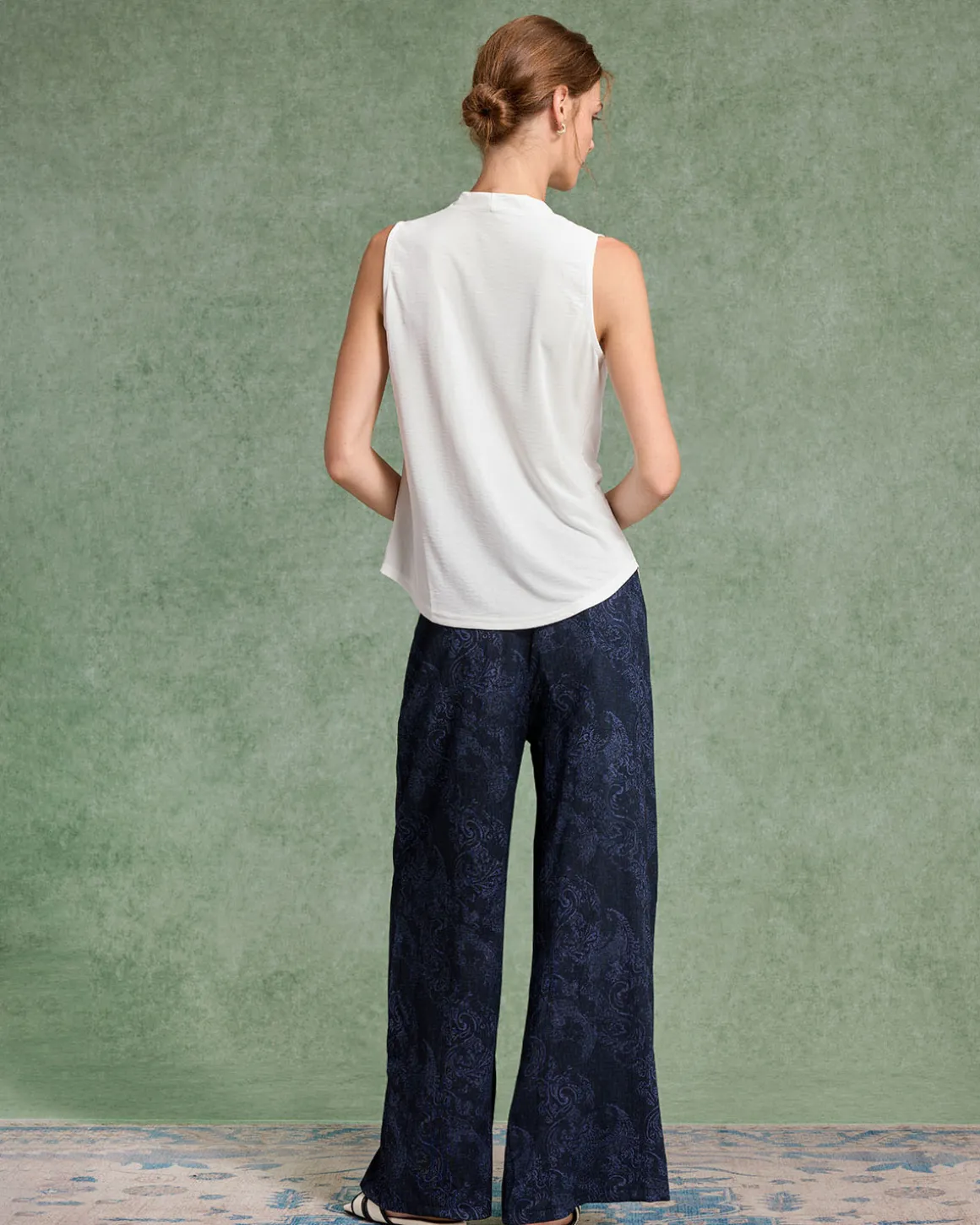 White Cowl Neck Tank Top