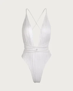 White Criss-Cross One-Piece Swimsuit