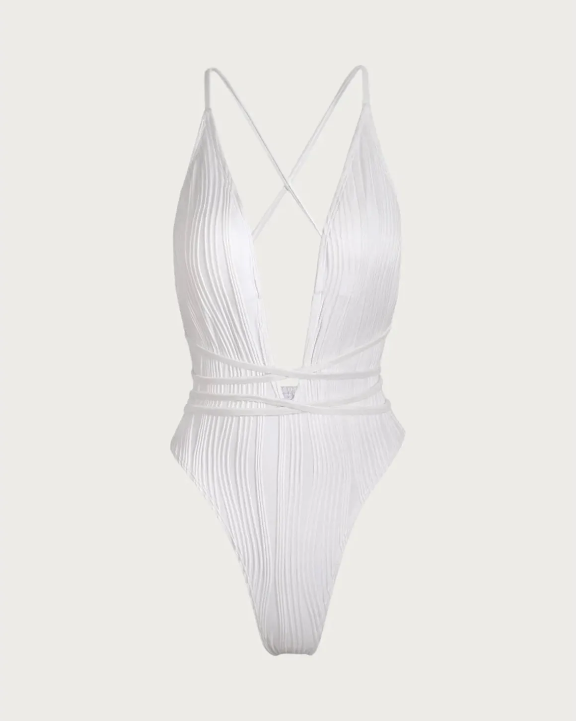 White Criss-Cross One-Piece Swimsuit