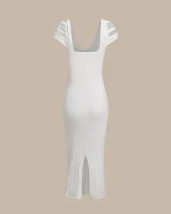 White Crochet Bodycon Sweater Dress