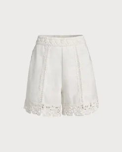 White Crochet Cotton Shorts