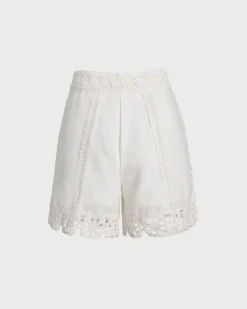White Crochet Cotton Shorts
