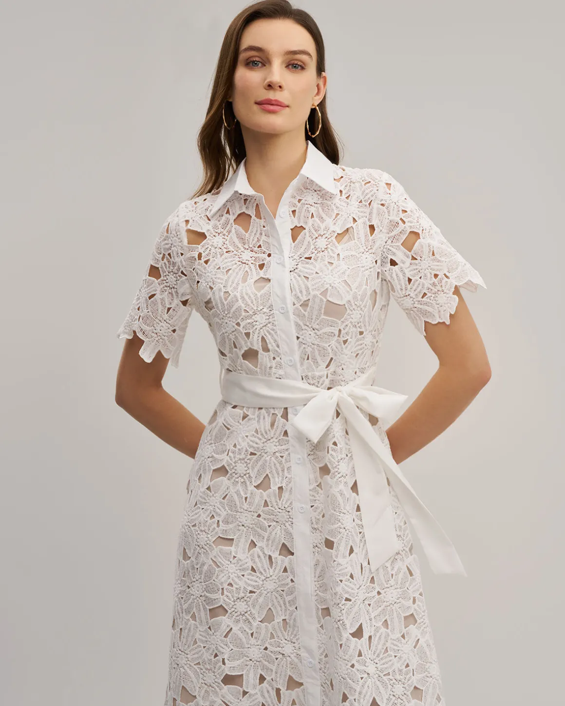 White Cut Out Button Maxi Dress