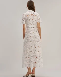 White Cut Out Button Maxi Dress