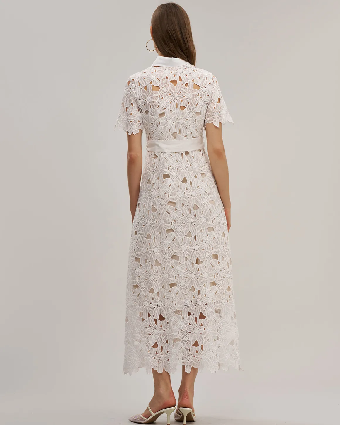 White Cut Out Button Maxi Dress