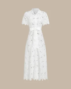 White Cut Out Button Maxi Dress
